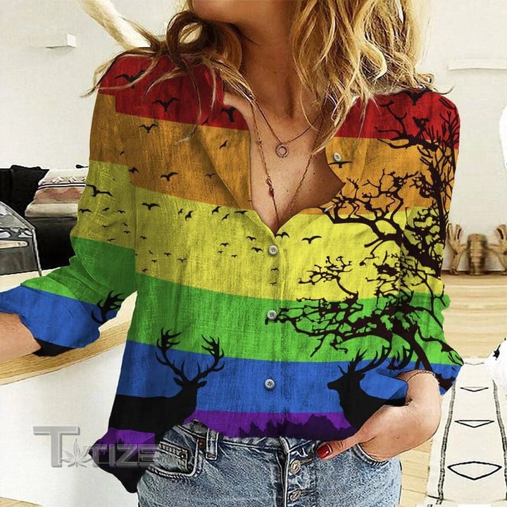 Lgbt Pride Love Linen Casual Shirt