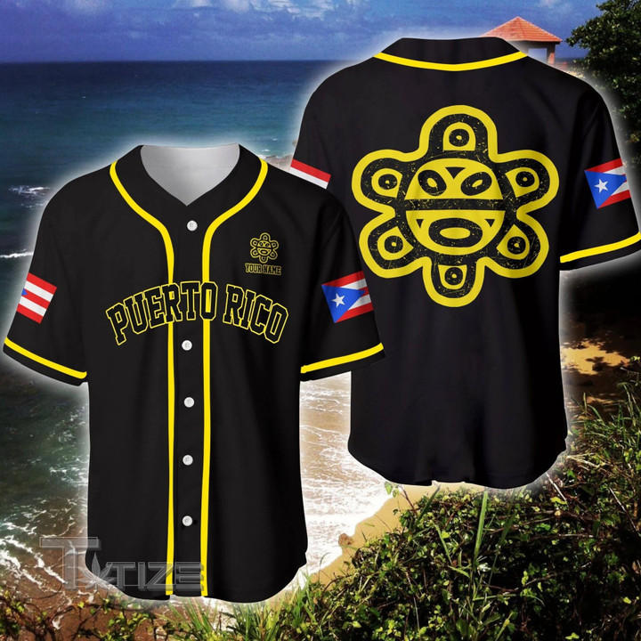 Taino Sun Puerto Rico Custom Name Baseball Jersey Father's Day Gift Baseball Shirt