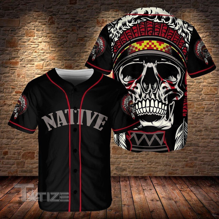Skull Native Baseball Jersey Baseball Shirt