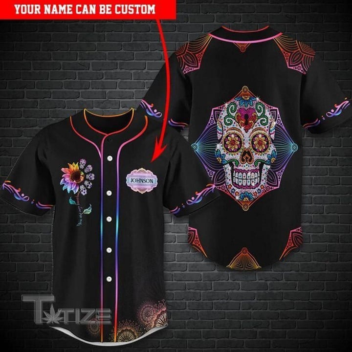 Sugar Skull Mandala Custom Name Baseball Jersey Baseball Shirt
