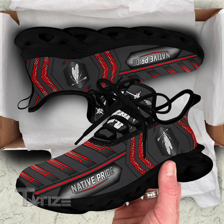 Native Pride Red Custom Name Black Clunky Sneakers