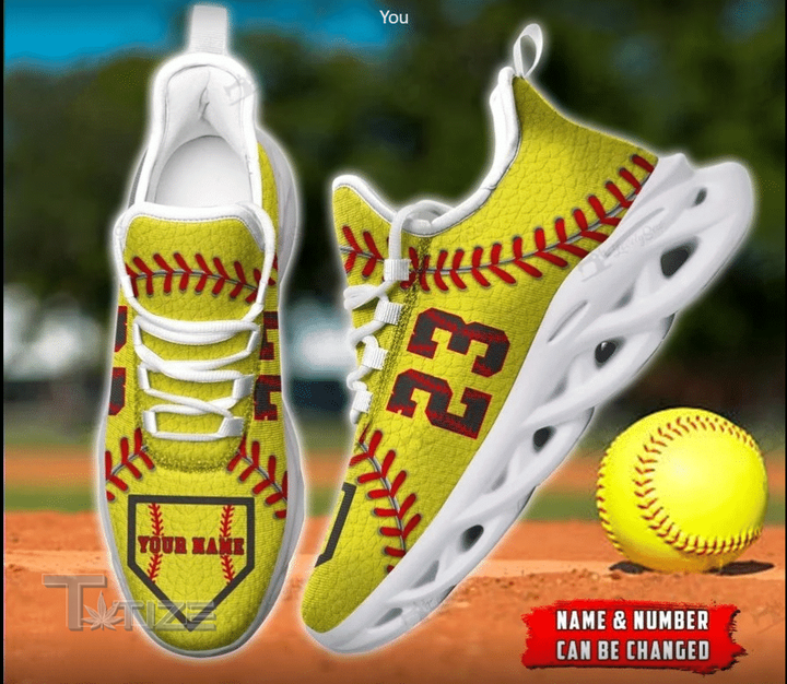 Softball Love Custom Name And Number Clunky Sneakers