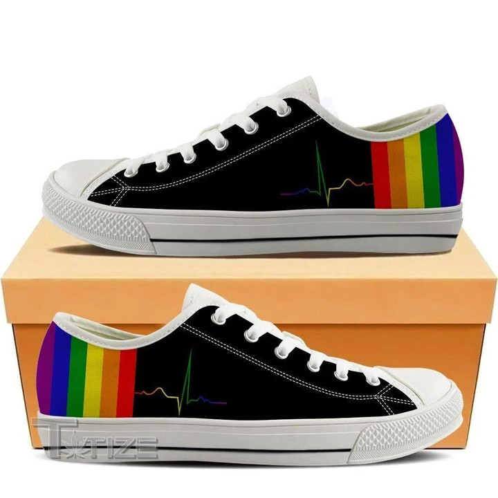 Pride Shoes Rainbow Heartbeat Lgbt Low Top Canvas Shoes