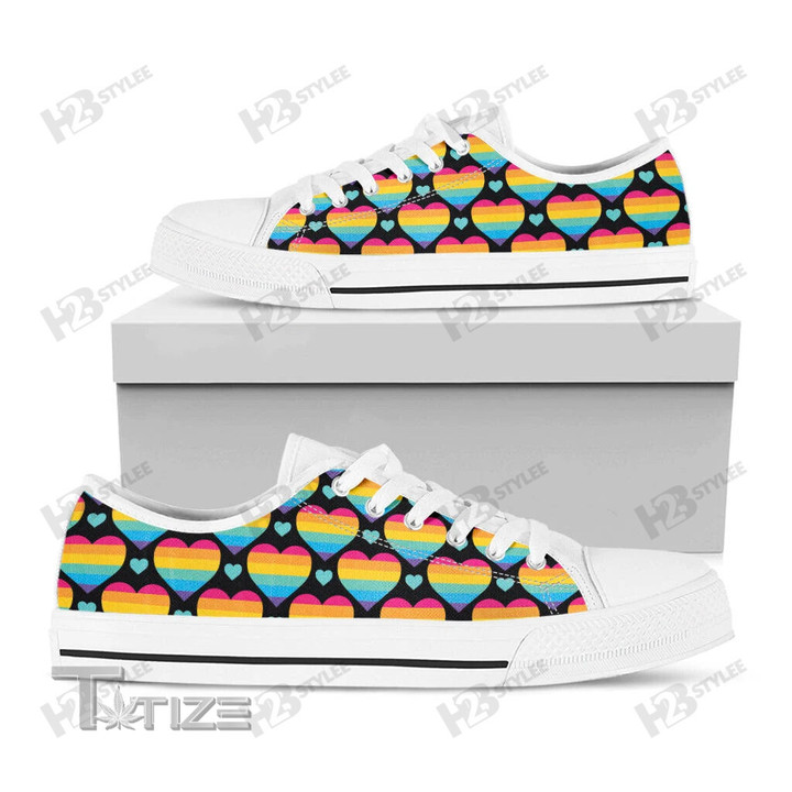 Rainbow Lgbt Pride Heart Pattern Low Top Canvas Shoes