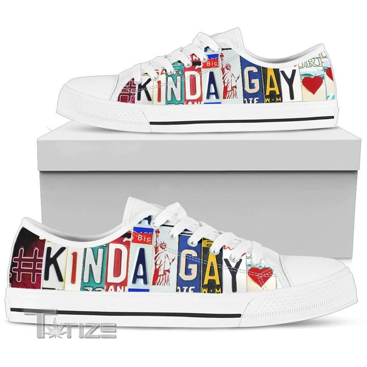 Kinda Gay Pride Rainbow LGBT Low Top Canvas Shoes