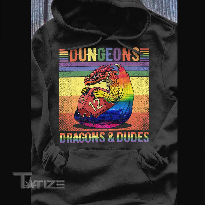LGBTQ Pride Dungeons Dragons & Dudes Graphic Unisex T Shirt, Sweatshirt, Hoodie Size S - 5XL