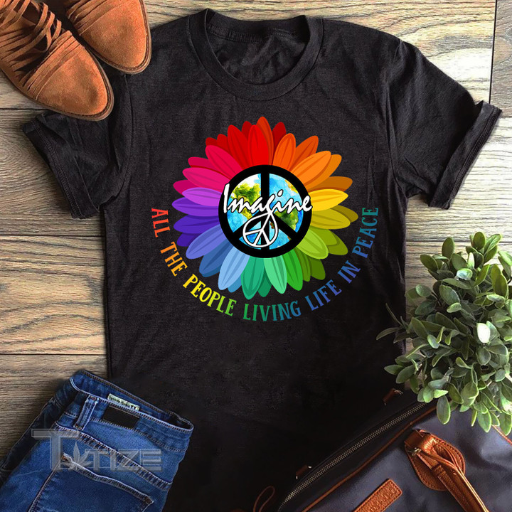 All The People Living Life In Peace LGBT Sunflower Rainbow  Graphic Unisex T Shirt, Sweatshirt, Hoodie Size S - 5XL