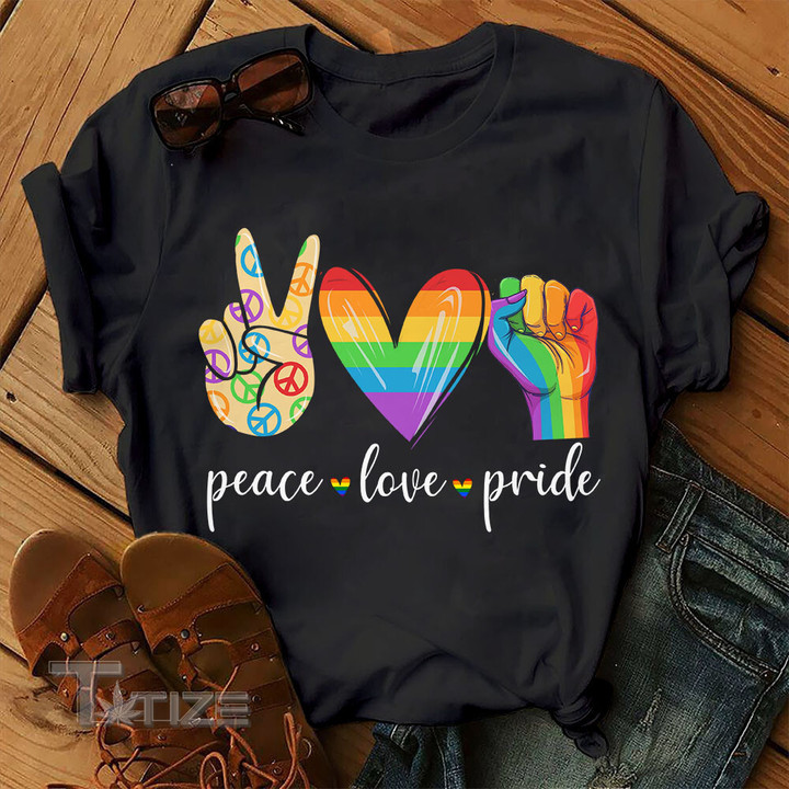 Peace Love Pride Rainbow LGBT Lesbian Gay Pride Graphic Unisex T Shirt, Sweatshirt, Hoodie Size S - 5XL