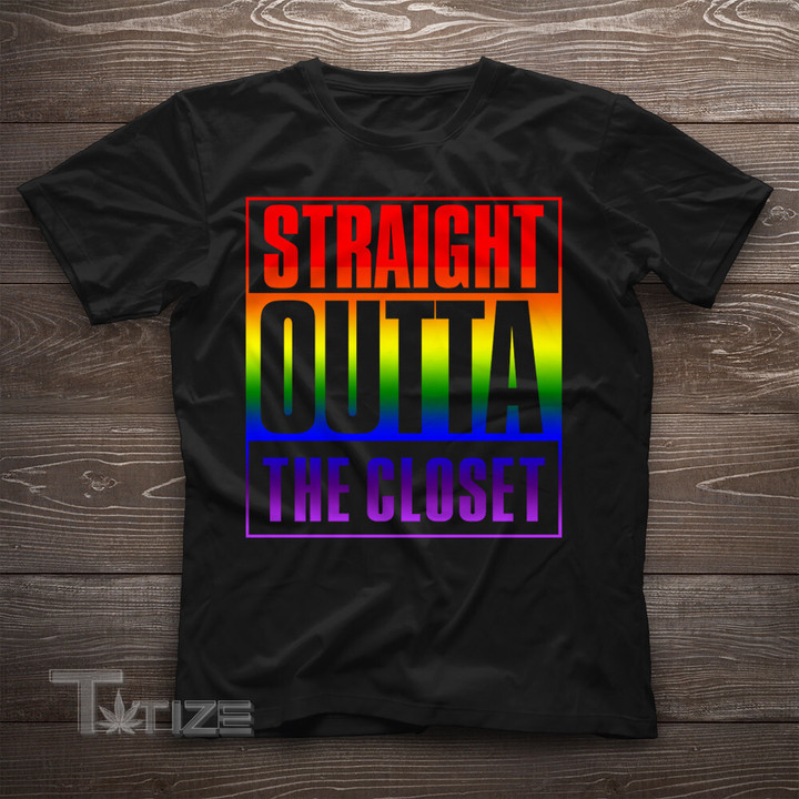 Straight Outta The Closet Funny LGBT Pride  Gift Graphic Unisex T Shirt, Sweatshirt, Hoodie Size S - 5XL