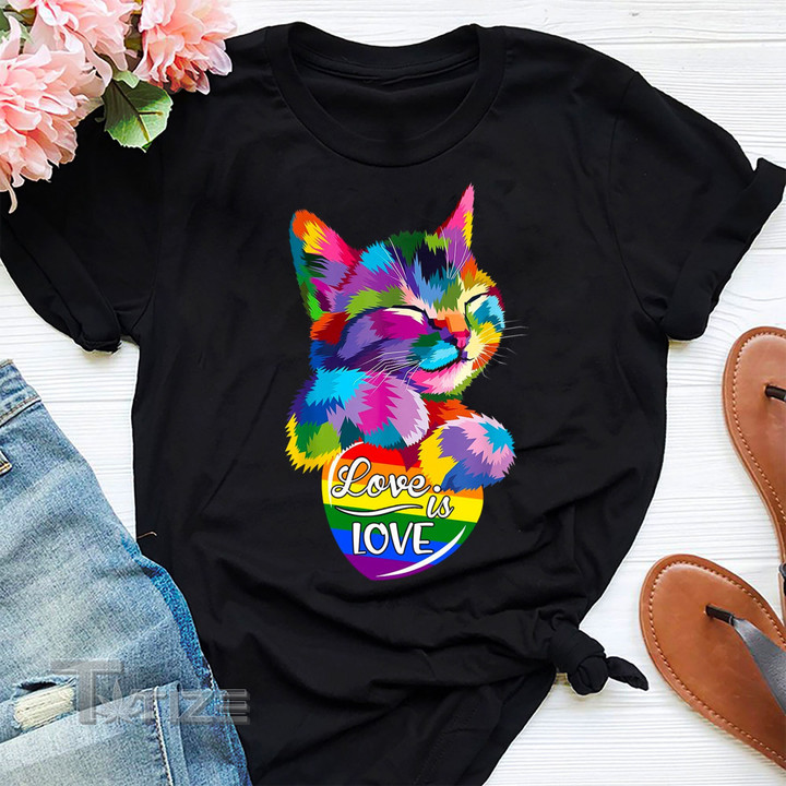 Love Is Love Rainbow Cat LGBT Pride Graphic Unisex T Shirt, Sweatshirt, Hoodie Size S - 5XL