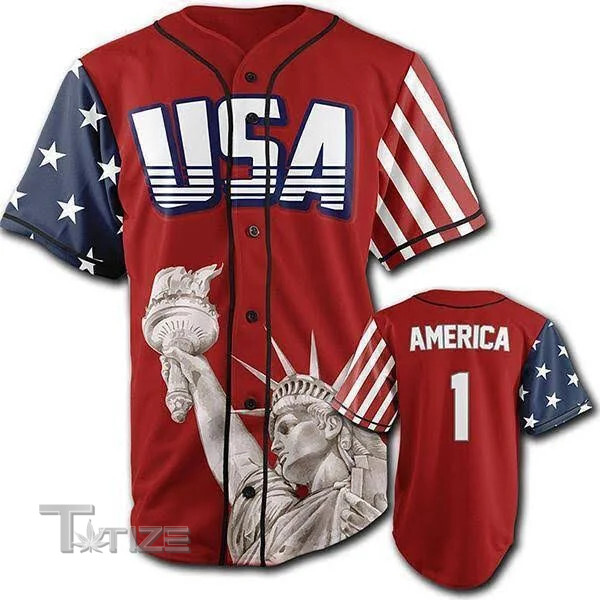 Custom Jersey, Personalized America Baseball Jersey, USA Flag Patriotic 4th Of July Baseball Shirt