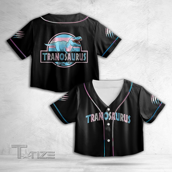 LGBT Pride Transgender Dinosaur Crop Top Baseball Shirt