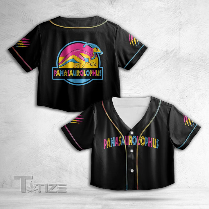 LGBT Pride Pansexual Dinosaur Crop Top Baseball Shirt