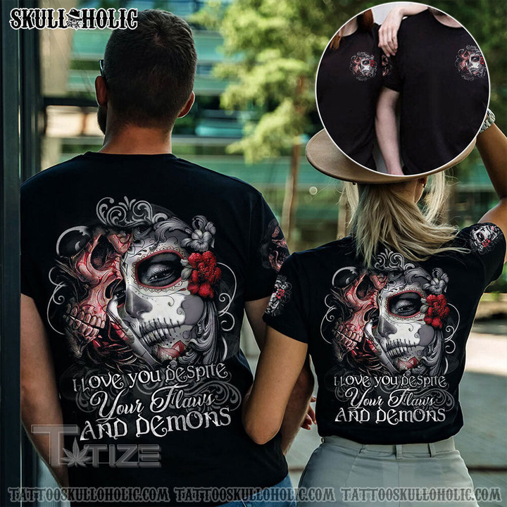 Matching Couple Shirt I Love You Couple Skull 3D All Over Printed Shirt, Sweatshirt, Hoodie, Bomber Jacket Size S - 5XL