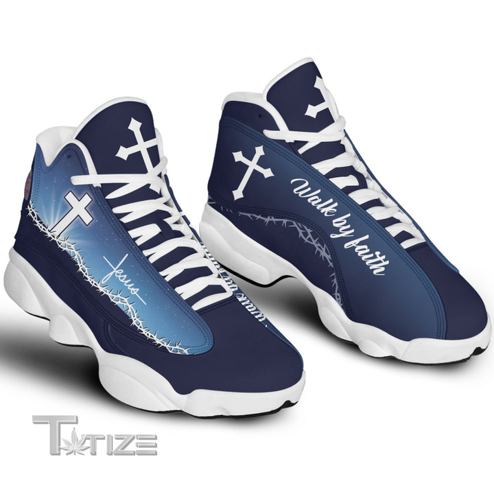 Jesus Walk By Faith Cross White 13 Sneakers XIII Shoes