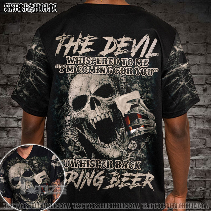 Bring Beer Hell Skull Baseball Jersey Baseball Shirt
