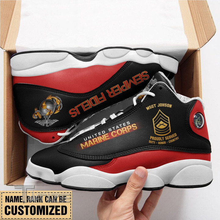 US Marine Custom Name And Rank White 13 Sneakers XIII Shoes