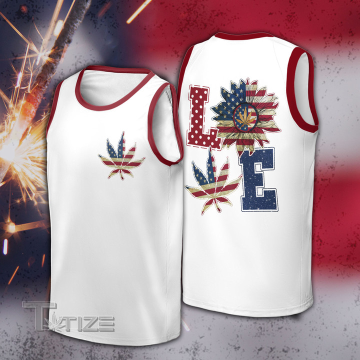 4th Of July Weed Love Unisex Basketball Tank Top