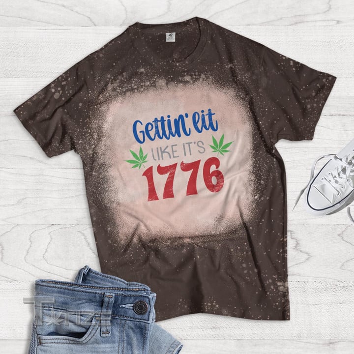 Getting Lit On 4th Of July Bleached T-Shirt