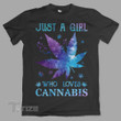 Just A Girl Who Loves Cannabis Galaxy Weed 420 Graphic Unisex T Shirt, Sweatshirt, Hoodie Size S – 5XL