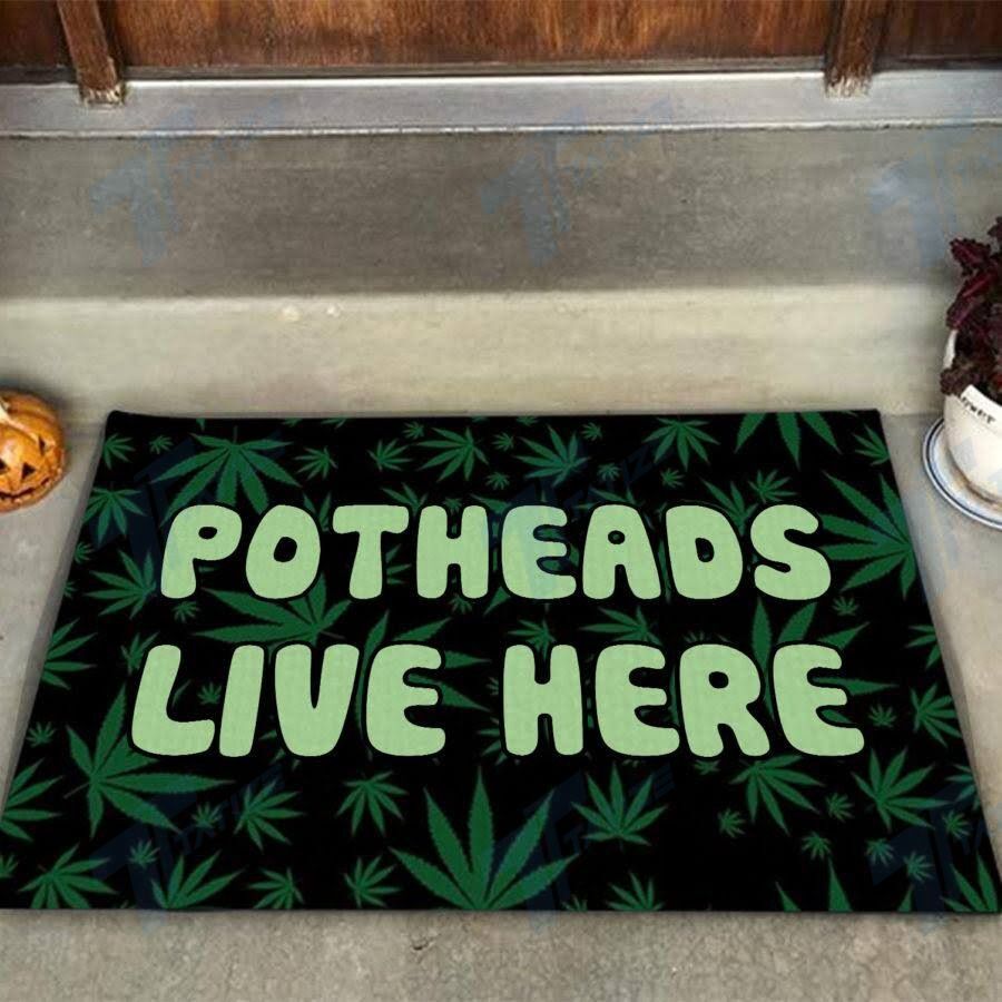 Weed Potheads Live Here Doormat