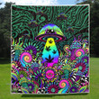 Weed mushroom psychedelic color Premium Quilt Blanket Size Throw, Twin, Queen, King, Super King