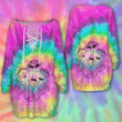 Mushroom Peace Symbol Tie dye Color Lace-Up Sweatshirt