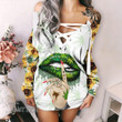 420 Weed Cannabis Marijuana Sunflower Don't Care Bear Not Today Lace-Up Sweatshirt
