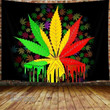 Cannabis Weed Leaf Water Color Tapestry