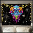 Colorful Magic Skull Mushroom Lsd Psychedelic Tapestry