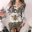 Bee Mandala Lace-Up Sweatshirt