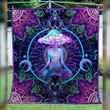 Psychedelic Yoga Magic Mushroom Premium Quilt Blanket Size Throw, Twin, Queen, King, Super King