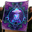 Psychedelic Yoga Magic Mushroom Premium Quilt Blanket Size Throw, Twin, Queen, King, Super King