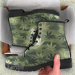 Cannabis Weed Camouflage Pattern Leather Boots