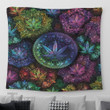 Weed mandala psychedelic color Tapestry