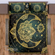 Hippie Eye Moon Mandala Pattern Quilt Bedding Set