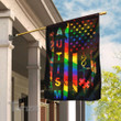 Autism Heart Beat Rainbow Puzzle Garden Flag, House Flag