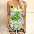 Weed Don't Care Bear Sunflower Criss-Cross Open Back Cami Tank Top