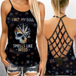 Skull I Bet My Soul Smells Like Weed Criss-Cross Open Back Cami Tank Top