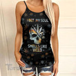 Skull I Bet My Soul Smells Like Weed Criss-Cross Open Back Cami Tank Top