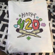 Cannabis Weed Cigarettes Happy 420 Graphic Unisex T Shirt, Sweatshirt, Hoodie Size S - 5XL fbc
