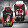 Autism Gnome In April We Wear Red 3D All Over Printed Shirt, Sweatshirt, Hoodie, Bomber Jacket Size S - 5XL