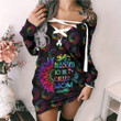 Tie Dye Sunflower Blessed To Be Called Mom Lace-Up Criss Cross Sweatshirt Dress