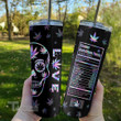 Weed Skull Hologram Nutrition Facts Stainless Steel Skinny Tumbler