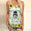 Weed World's Dopest Mom Sunflower Criss-Cross Open Back Cami Tank Top