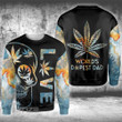 Weed World's Dopest Dad Skull Earth 3D All Over Printed Shirt, Sweatshirt, Hoodie, Bomber Jacket Size S - 5XL