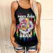 Don't Care Bear Weed Tie Dye Color Criss-Cross Open Back Cami Tank Top