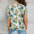 Weed Tropical Flamingo pattern Cross Shoulder T-shirt