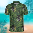 Weed Leaf And Skull Green Pattern All Over Print Polo Shirt