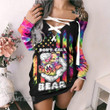 Weed dont care bear tie dye color Lace-Up Criss Cross Sweatshirt Dress